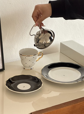 边集EDITOR 波兰KRISTOFF黑色马戏团咖啡杯碟餐盘深盘餐具小众