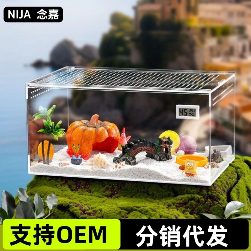 寄居蟹饲养箱套装套餐亚克力饲养盒沙蟹饲养缸造景全套生态缸箱