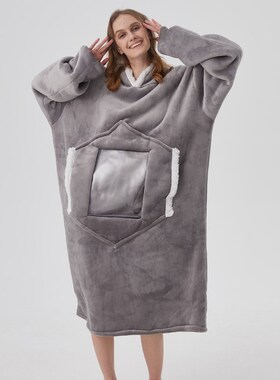 huggle hoodie懒人毯连帽拉链懒人服电视毯懒人衣tv毯睡衣卫衣
