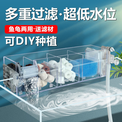 壁挂式鱼缸过滤器外置潜水泵循环系统增氧多功能滤材过滤设备