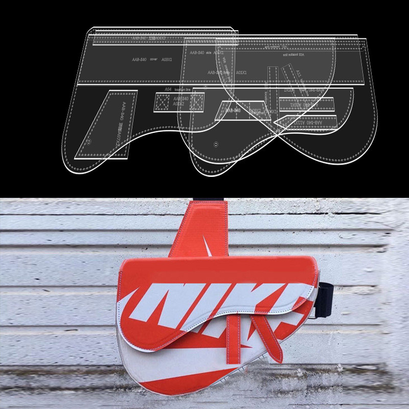 diy手工皮具马鞍包胸包版型图纸格纸样板皮革箱包亚克力制作模板