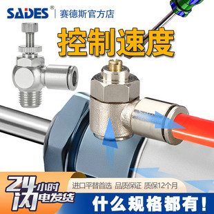 全铜镀镍气管SL排气节流阀G螺纹接头一字SQ快插单向调节阀进气阀