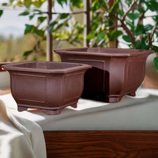 高档正方形花盆紫砂盆景花盆室内造景盆栽榕树老桩花卉四方陶瓷盆