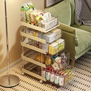 落地可移动小推车家用桌面饮料杂物收纳架子 零食置物架客厅抽屉式