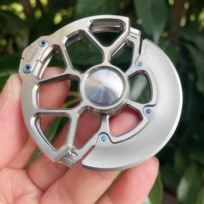 乌鲁折叠圆盘滚刀TC4钛合金架VG10刃随身把玩收藏户外美食主餐刀