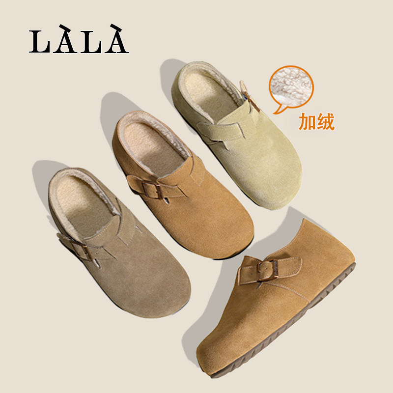 LALA 真皮加绒勃肯鞋女秋冬内增高单鞋厚底毛毛鞋 全包保暖博肯鞋,女鞋,勃肯鞋/软木鞋,淘宝优惠券,粉丝福利购,淘宝优惠卷
