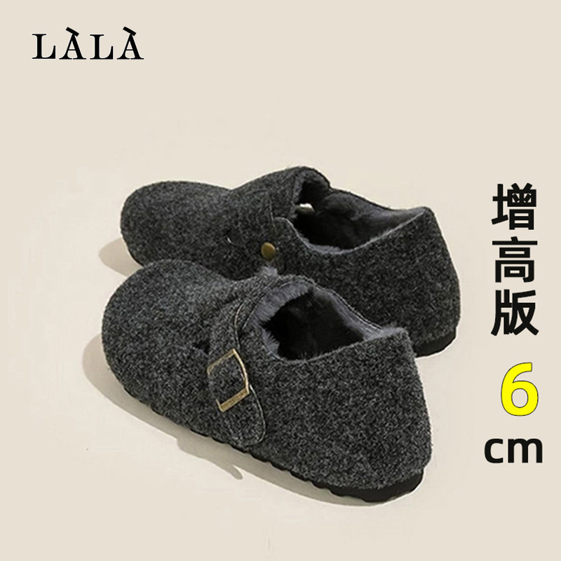 LALA 秋冬新款毛毛勃肯鞋女 加绒内增高保暖棉鞋 懒人踩屎感单鞋,女鞋,勃肯鞋/软木鞋,淘宝优惠券,粉丝福利购,淘宝优惠卷
