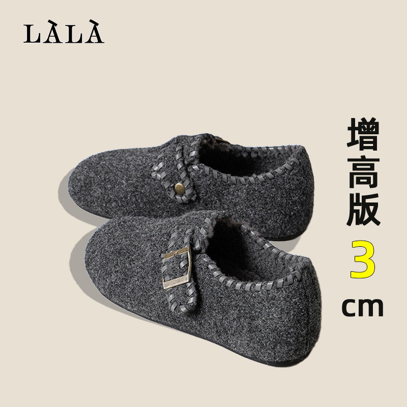 LALA 大码加绒勃肯鞋女 2025秋冬保暖毛毛棉鞋灰色 博肯包头拖鞋,女鞋,勃肯鞋/软木鞋,淘宝优惠券,粉丝福利购,淘宝优惠卷