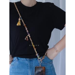 福气满满藏式手机挂绳手工编织拼色时尚挂脖手机绳斜挎多用途背带