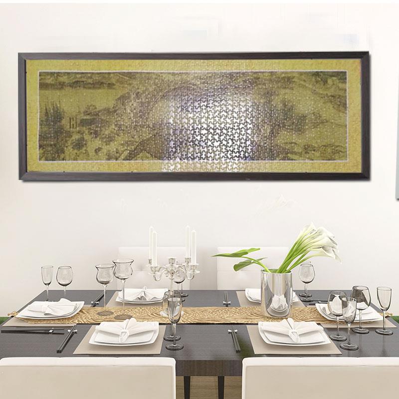 1000片清明上河图框架98*34挂墙125*29实木画框铝合金细长拼图框