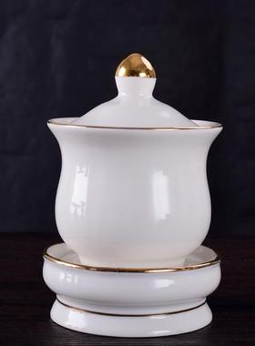 供佛陶瓷圣水杯套装白描圣水杯茶杯玻璃水杯陶瓷供具一套香炉包邮