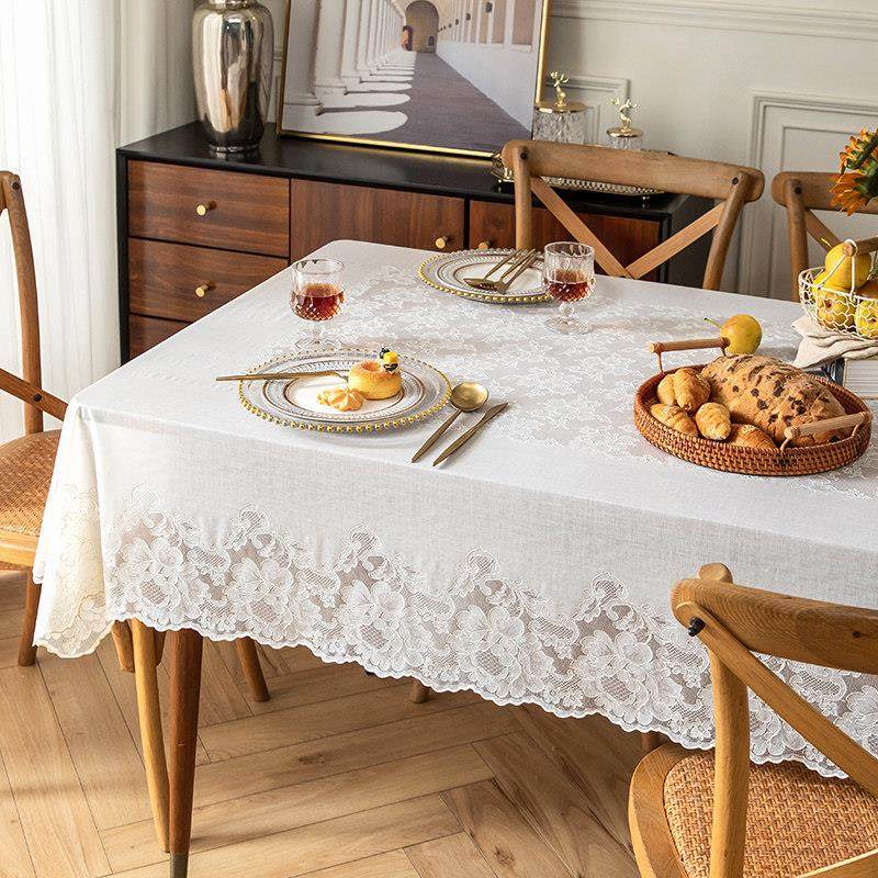 多沃进口pvc桌布防水免洗法式蕾丝乳白色餐桌布长方形圆形台布,居家布艺,桌布,淘宝优惠券,粉丝福利购,淘宝优惠卷