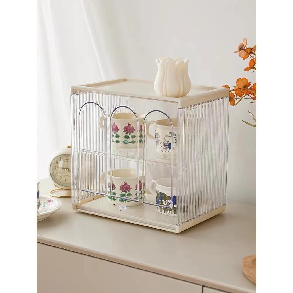 防尘杯子收纳置物架亚克力杯架水杯茶杯展示架子桌面放杯子收纳盒