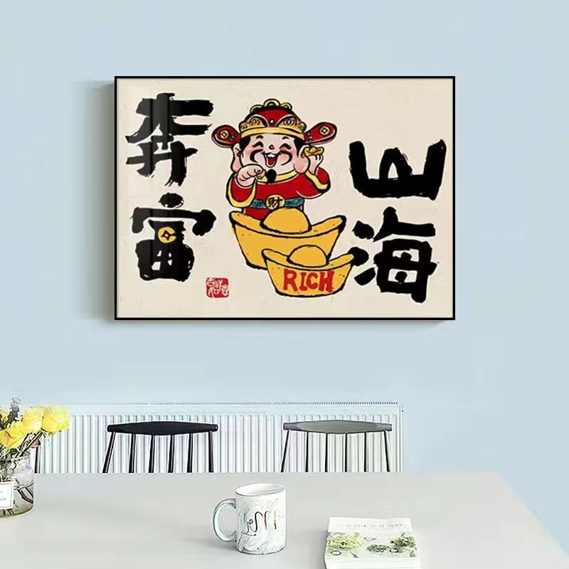 新款招财复古仿旧电表箱室内电箱总开关弱电箱饭厅客厅装饰挂画