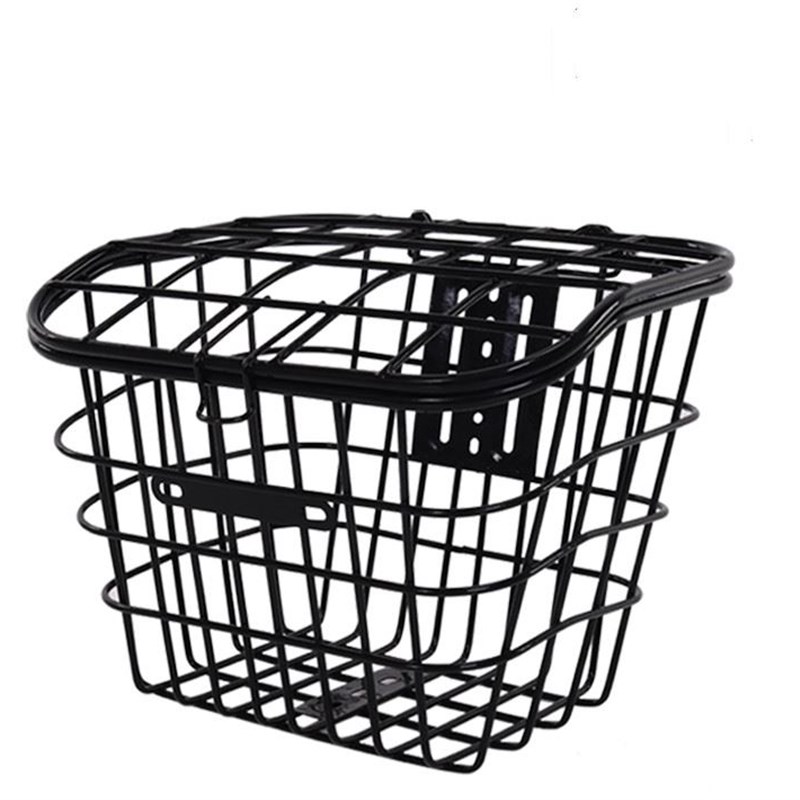 电动自行车车筐山地车前车篮 金属前挂电动通用蓝筐子车篓单车。