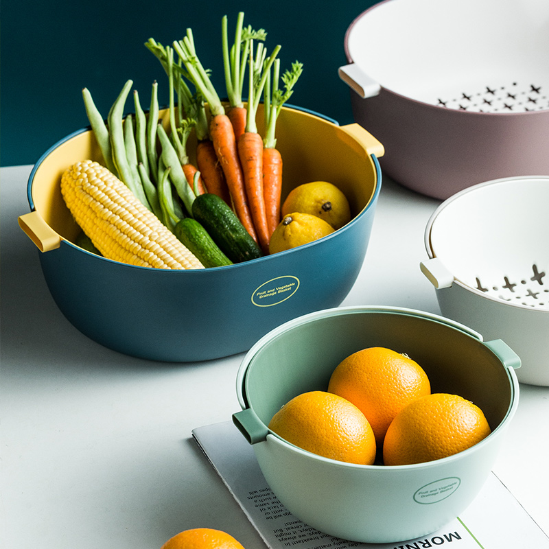 洗菜盆双层沥水篮淘米神器菜篮洗菜篮洗水果沥水篮果篮厨房沥水筐