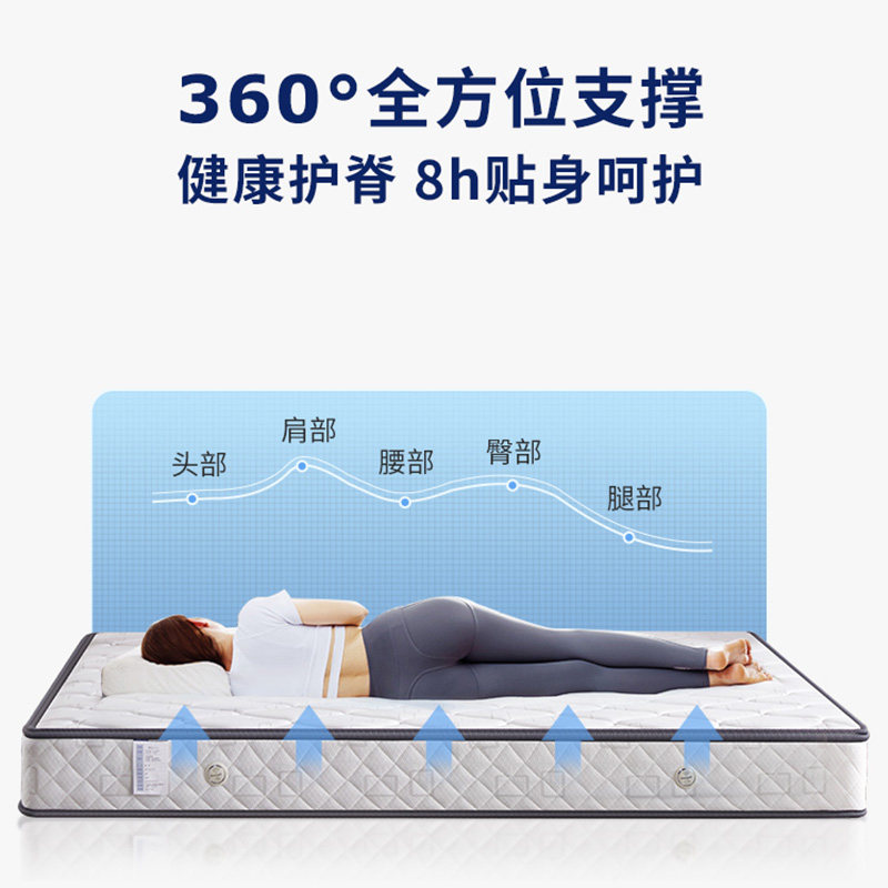 晚安家居椰棕护脊偏硬牀垫环保3E椰棕席梦思可拆洗弹簧牀垫1.8