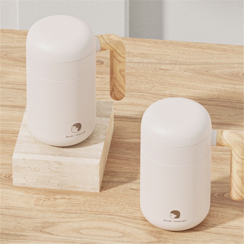 造物集不锈钢保温杯办公室杯子女士分离泡茶杯刻字马克杯手柄水杯