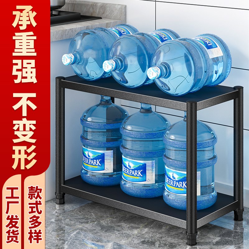 厨房2两层台面家用夹缝置物架落地式多层锅收纳架子微波炉储物柜