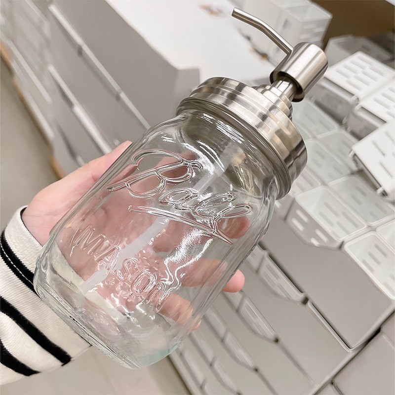 轻奢洗手液分装瓶大容量洗衣液玻璃空瓶按压式家用高颜值透明瓶子