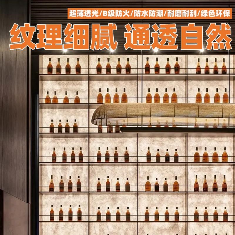透光云石板亚克力人造超薄灯箱发光壁画装饰板岩板背景墙天然石材