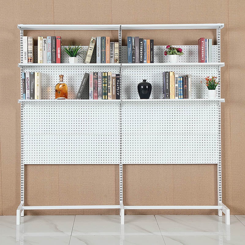 五金洞洞板书架少女桌上书柜立式落地展示收纳一体学生书桌置物架