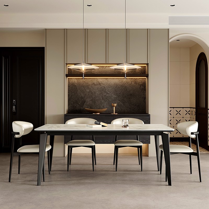 新明珠岩板餐桌2024新款小户型长方形家用餐桌椅意式极简轻奢桌子