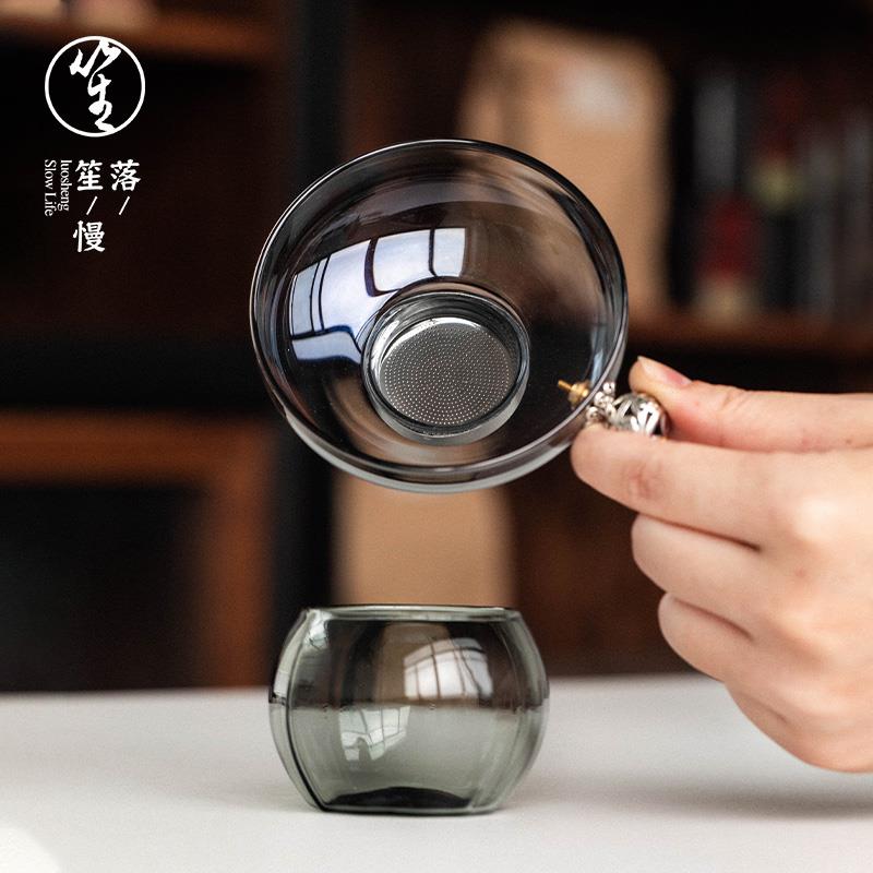 落笙茶漏茶滤不锈钢茶水分离器玻璃泡茶过滤器日式茶隔滤网茶配件