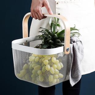 铁艺手提篮收纳筐厨房浴室家用杂物收纳篮零食水果篮子 熊谷组日式