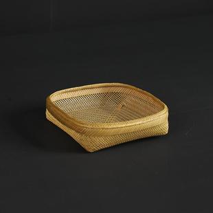 竹祈编织筐桌面收纳篮纯手工竹编箩编筐零食水果茶具整理茶道配件
