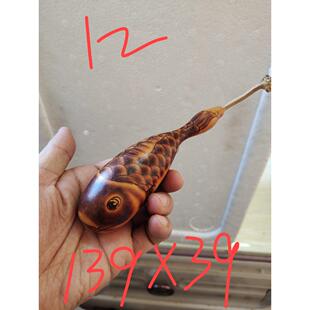 天然老成文玩鱼葫芦 一物一图皮质瓷实 手把烙画瓜条文玩工艺品