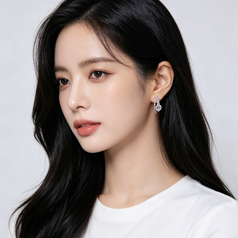弧形锆石微镶耳钉女小众设计高级感气质耳坠时尚通勤日常百搭耳饰