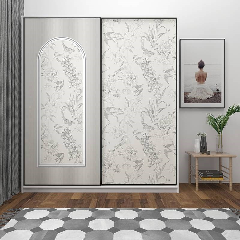 N衣柜贴纸法式墙纸自粘卧室装饰推拉门贴画移门玻璃门翻新柜子