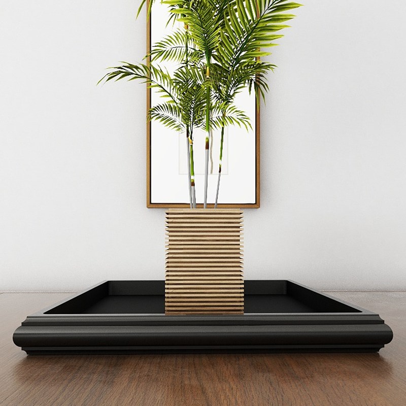 假山盆景盆花盆正方形吸水石圆形苔藓石头底座微景观黑色天然浅盘