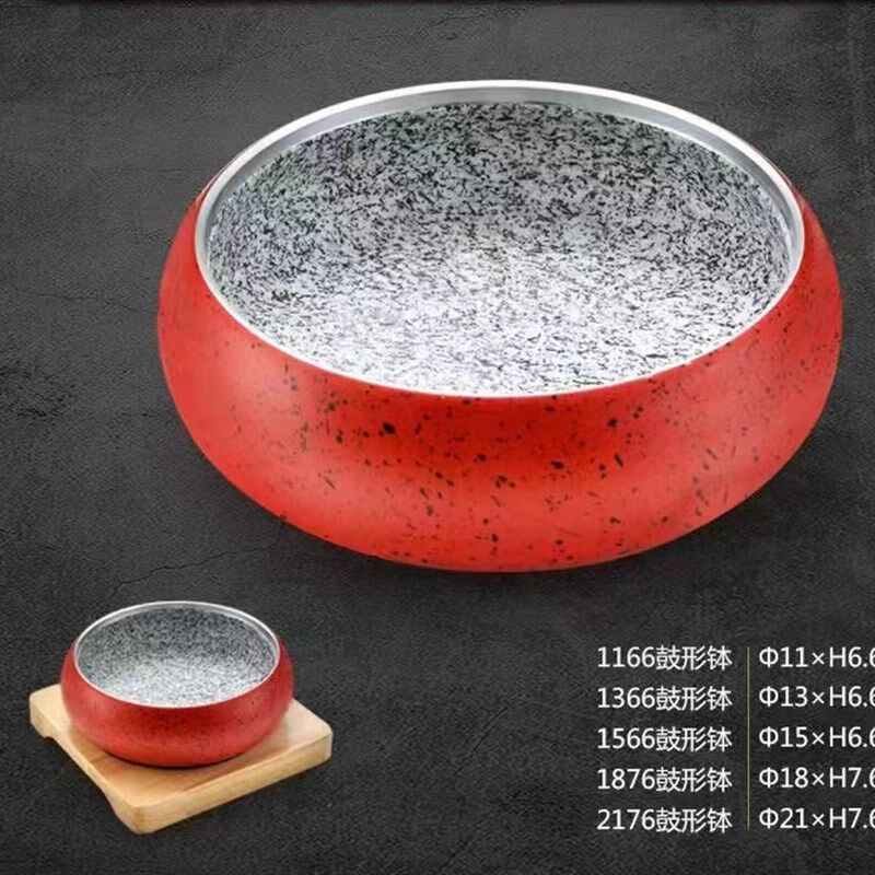 石锅鼓型钵石锅饭拌饭石碗 韩式石碗石锅拌饭锅 抗裂石锅商用