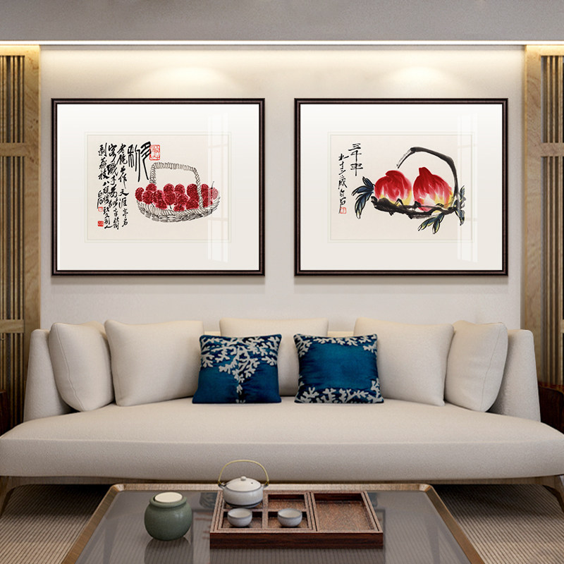 福寿延年齐白石国画新饰画玄挂画客厅背景墙壁画