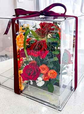 全亚盒方形鲜插盒抱抱玫瑰盒艺包装材料