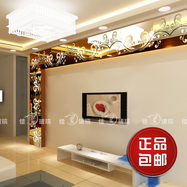艺术拼镜背景墙 现代电视沙发背景 刻镶嵌 边框镜