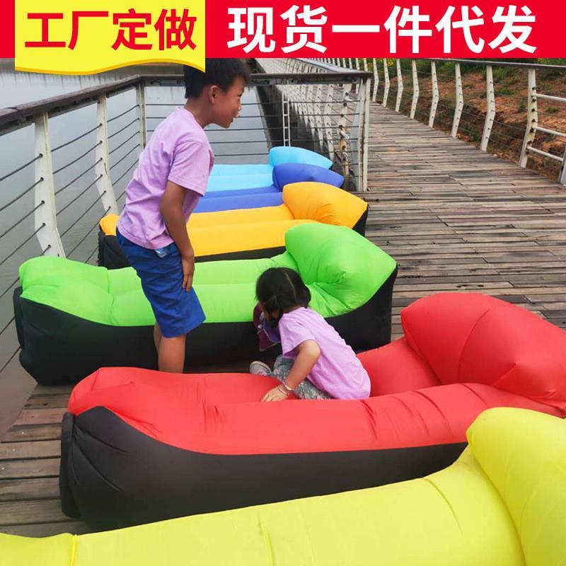 充气沙发可印logo拼色枕头款水上充气折叠家用懒人床小额