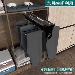 架滑轨收纳家用挂裤 裤 可伸缩裤 架衣柜内置顶装 架子五金配件 抽拉式