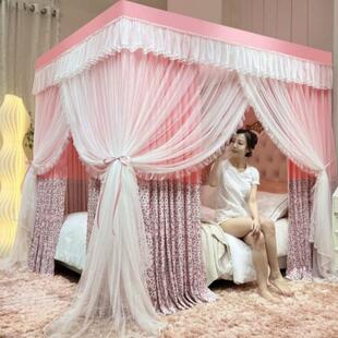 韩式遮光落地宫廷蚊帐家用新款防风床帘床幔支架杆加厚加粗