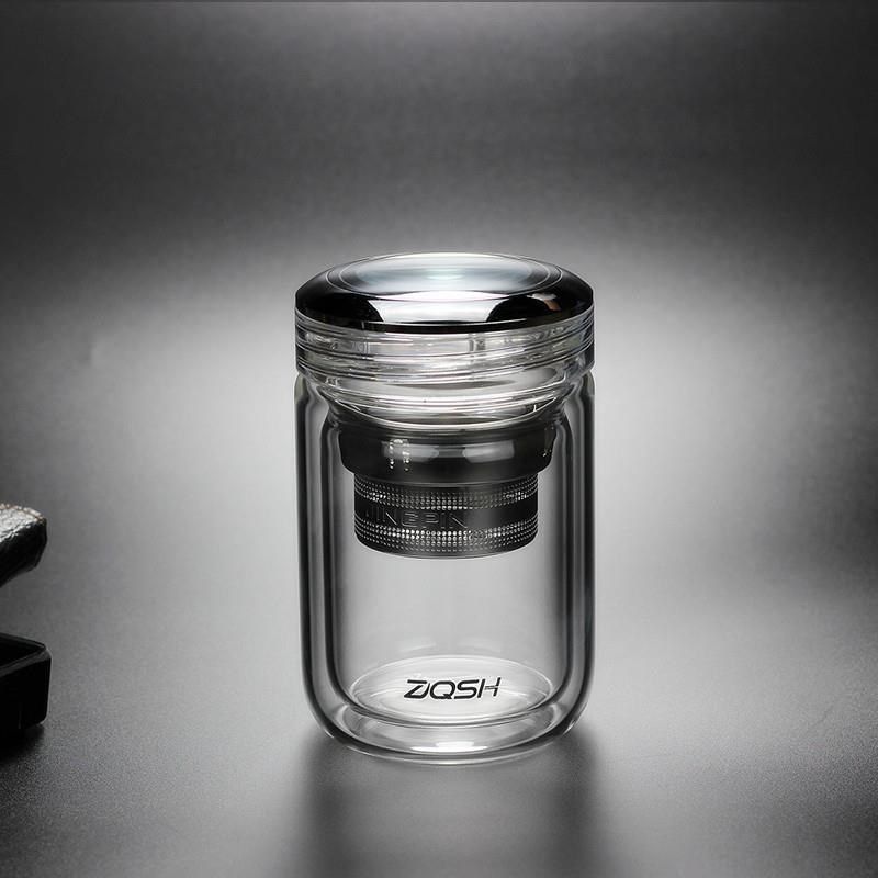 高档水晶玻璃盖双层玻璃u杯加厚圆润水杯子带滤网泡茶办公便携,餐饮具,玻璃杯,淘宝优惠券,粉丝福利购,淘宝优惠卷