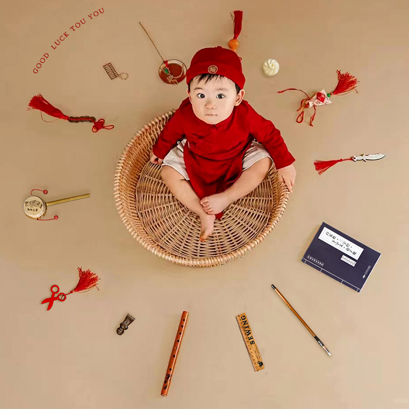一周岁抓周道具儿童女宝宝中式生日抓阄道具地毯装饰布置用品男孩