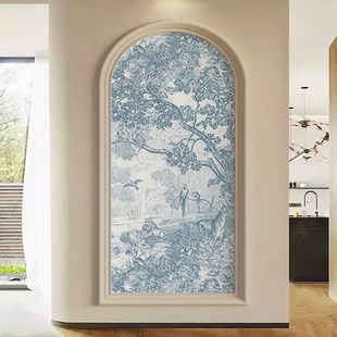 轻奢热带丛林动植物墙纸墙布走廊过道玄关入户背景墙壁纸壁画 法式