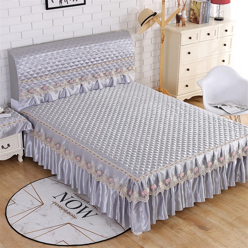 床头罩床裙一体加厚床罩床单床盖床头防尘套罩一体套装带裙边全套