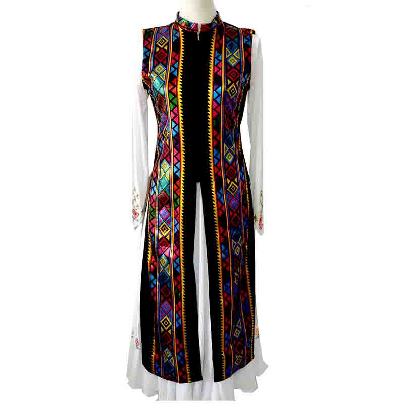 新疆舞蹈舞台表演练功麦西来普表演服装长马甲袷袢新款维吾尔族