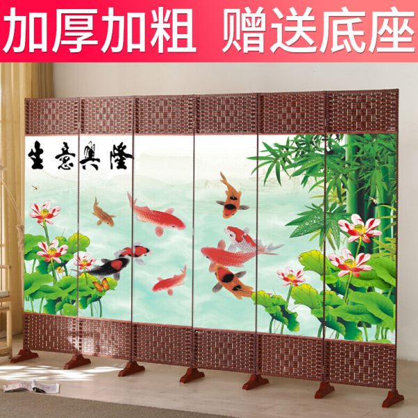 中式藤编简易屏风隔断客厅折叠办公室移动现代简约遮挡帘平风挡板