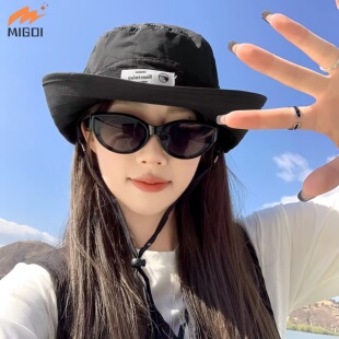 日本山系防晒帽子女款徒步登山露营渔夫帽户外钓鱼防紫外线牛仔帽