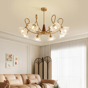 法式 简约艺术卧室灯具 复古客厅吊灯北欧中古餐厅花型玻璃轻奢美式