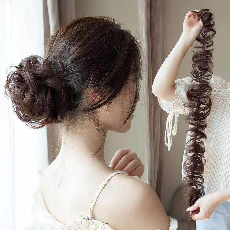 毛毛虫发圈仿真发饰缠绕式丸子头假发女蓬松花苞头盘发器汉服发饰